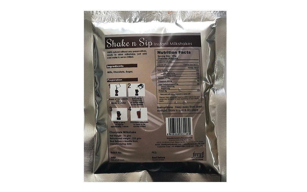 Cira Shake n Sip Chocolate Milkshake   Pack  75 grams